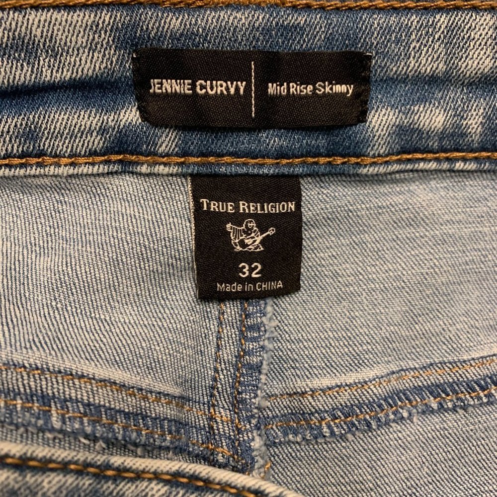 NWT True Religion Jennie Curvy 10" Rise Skinny Cut Off Hem Size 32 Jeans - Picture 7 of 16